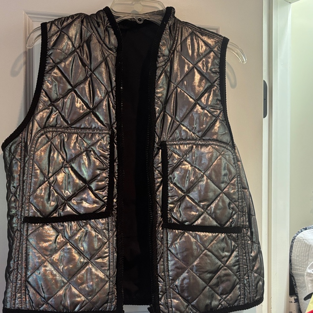 Ralph Lauren Reversible Black/Silver Quilted Vest - Picture 3 of 4